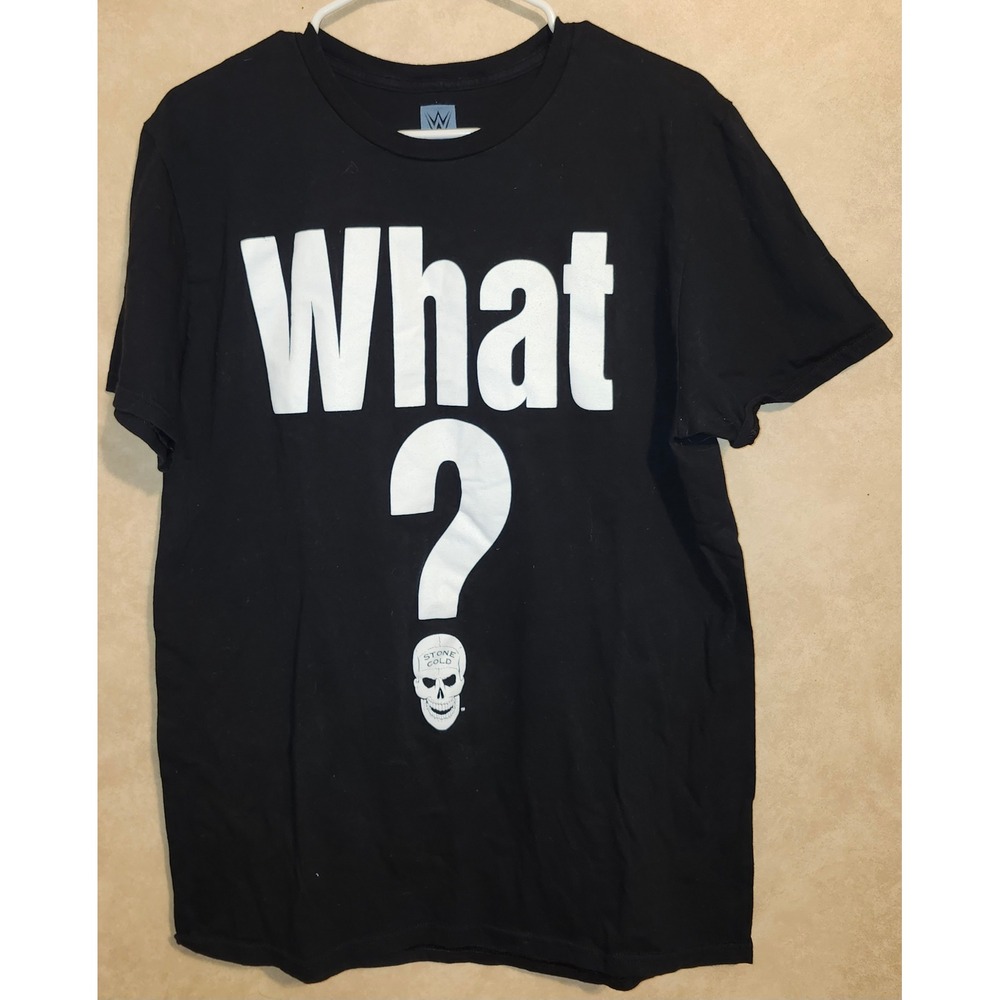 WWE Stone Cold Steve Austin What? Skull Graphic T-Shirt Mens L Black Wrestling